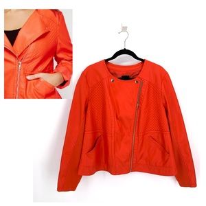 Lane Bryant Orange Plus Size Vegan Faux Leather Moto Jacket Size 18/20